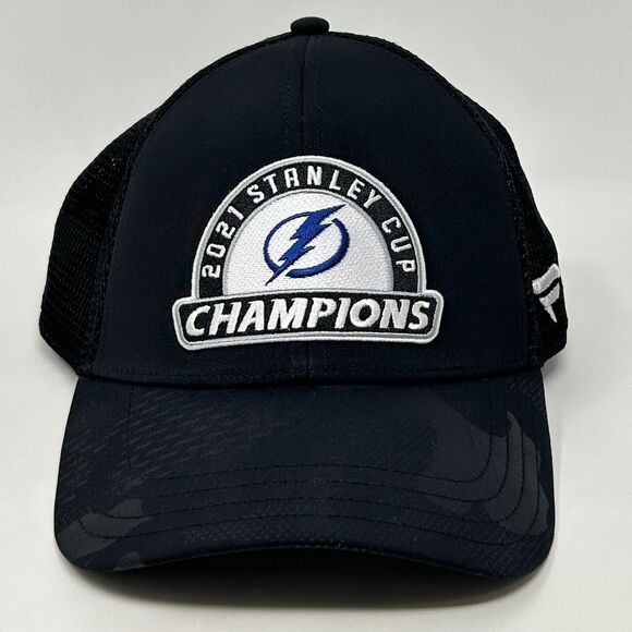 Tampa Bay Lightning 2021 Stanley Cup Trucker Hat Cap Black Fanatics Snapback NHL - Picture 10 of 10